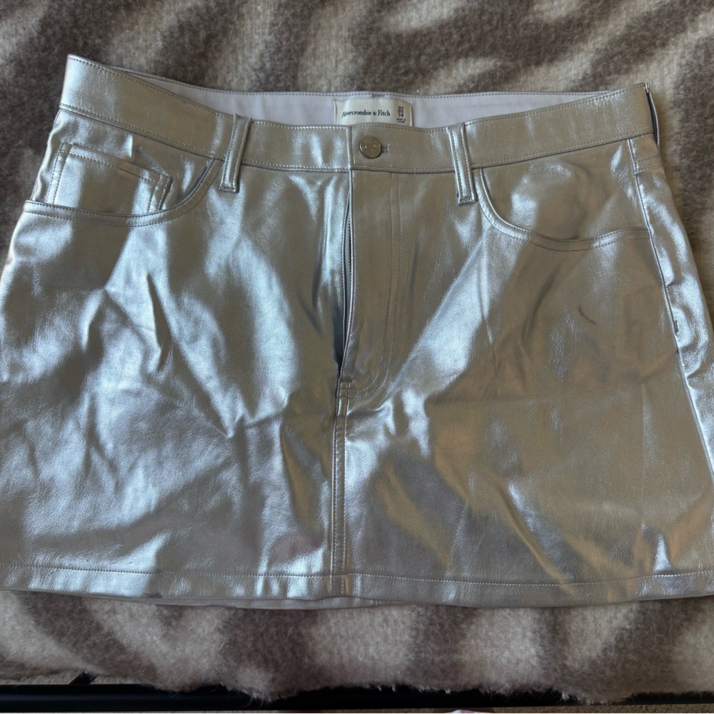 Abercrombie & Fitch Metallic Silver Mini Skirt